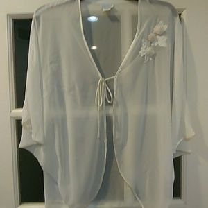 Sheer lingerie cardigan cream color